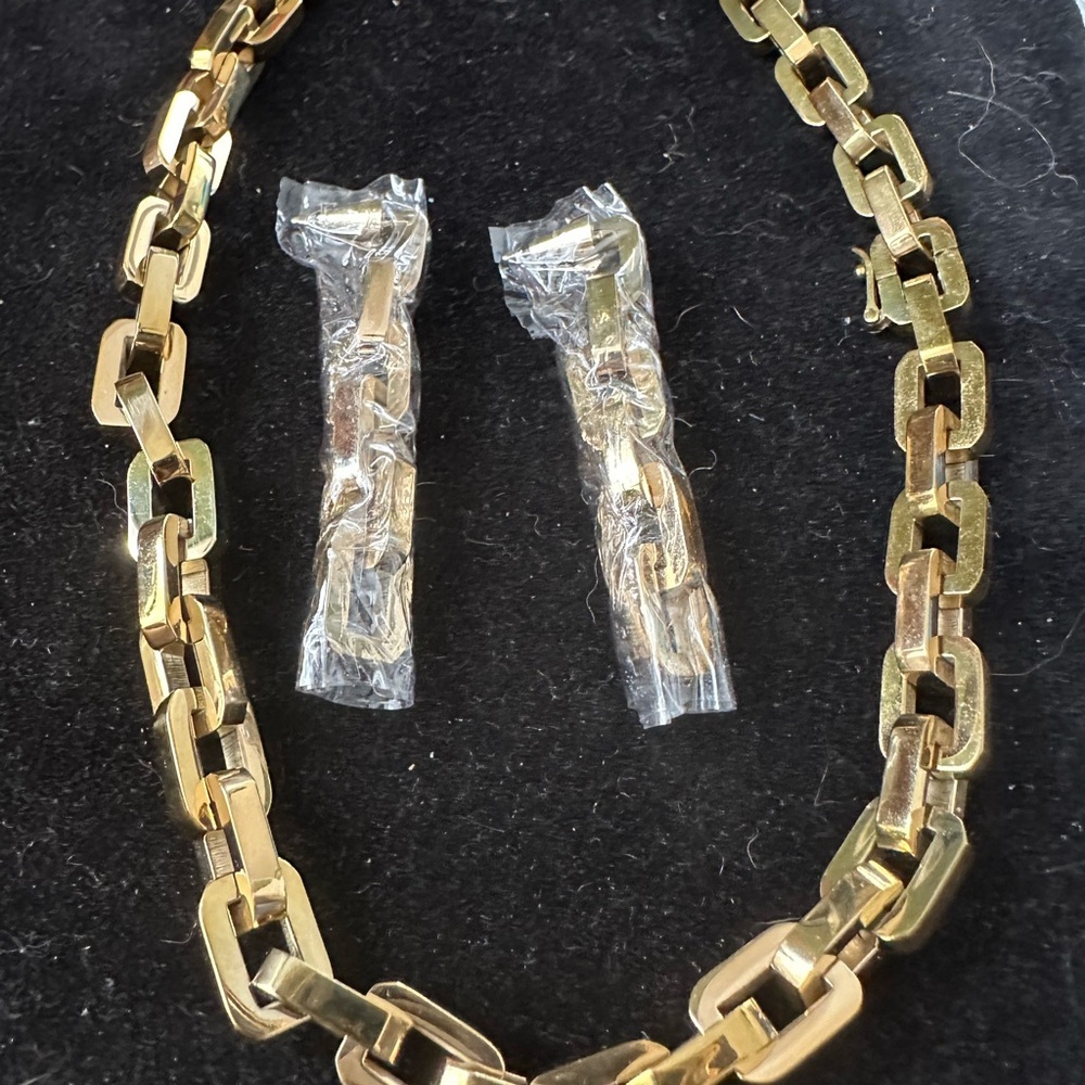 34) Eddie Borgo Supra Link Necklace and Earrings Set